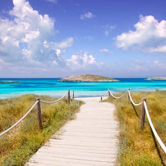 beach way to Illetas paradise beach in Formentera Balearic islands